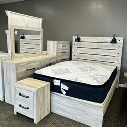Cambeck Whitewash Panel Bedroom Set Queen Or King   Bedroom Set