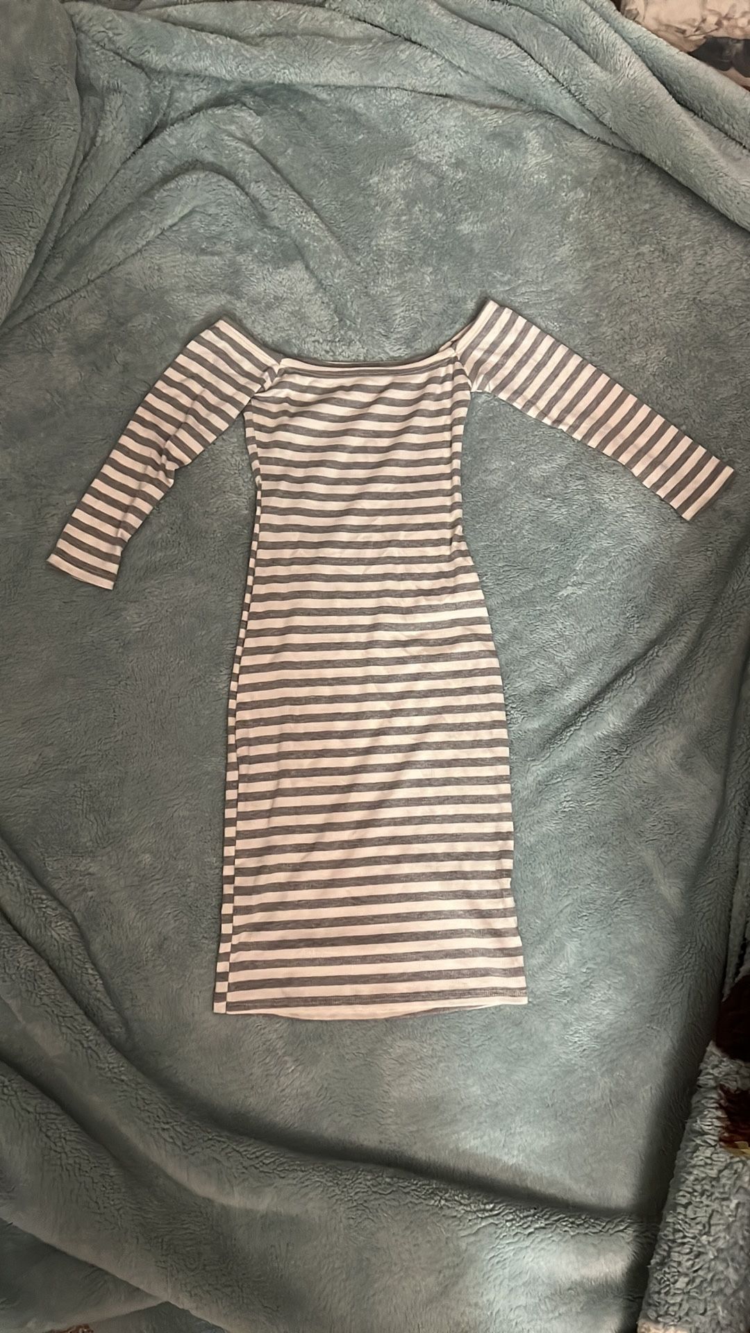 Size Small Grey And White Striped Dress