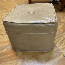 Vintage Beige Cube Ottoman 