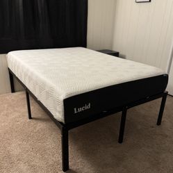 Lucid 10in Firm Full-Size Mattress + Metal Platform Bed Frame (LIKE NEW!) 