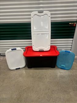 Craftsman 40 gallon storage bin and three Sterlite bins $60