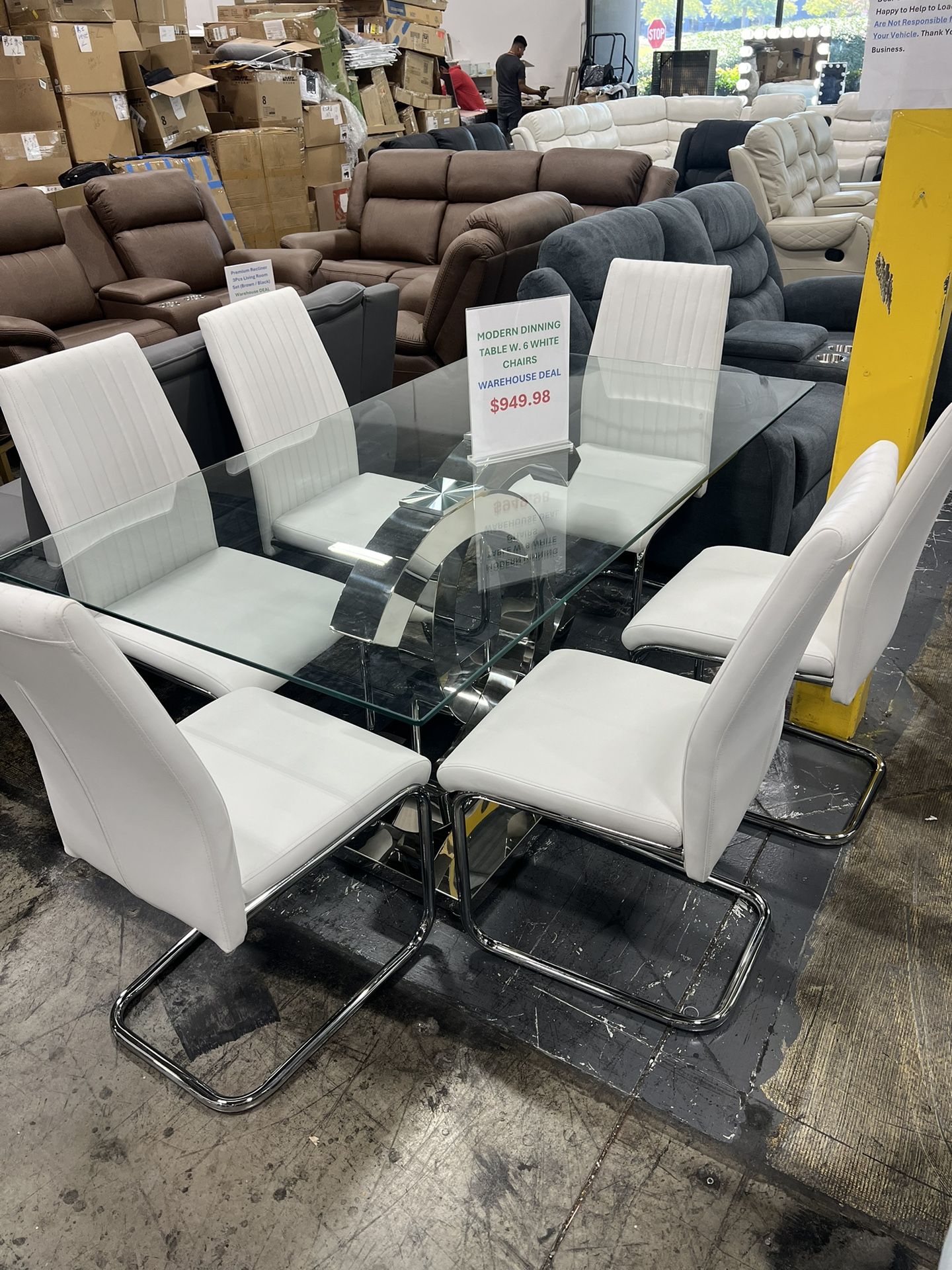 Modern Dining Table with 6 Chairs / Mesa de comedor moderna con 6 sillas