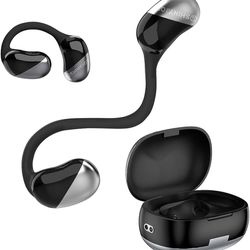 Open Ear Earbuds Wireless Bluetooth 5.3 with Noise Canceling Mic, Headphones with Ear Hooks, Secure Fit, Sweat-Resistant, Compatible with iPhone Andro