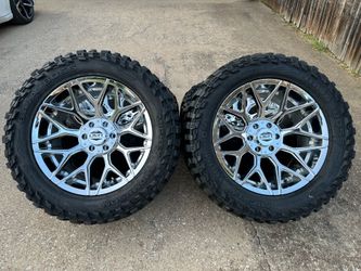 20x10 INCH DIRT DYNASTY OFF-ROAD RIMS WITH 33x13.50R20 MICKEY THOMPSON TIRES PRACTICALLY NEW