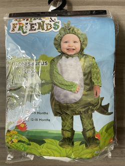Dinosaur Cuteasaurus Rex Halloween Costume Green 0-9 Mos Baby/Infant/Boys - New