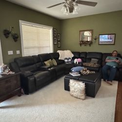 Faux Leather sectional with Ottoman