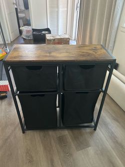 Laundry Hamper With Foldable Shelf & Storage Table -Black