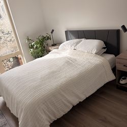 Queen Bed Frame with upholstered head board!