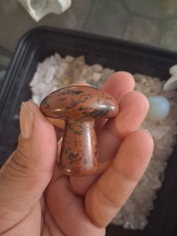 Mahogany Obsidian Crystal Mushroom Carving