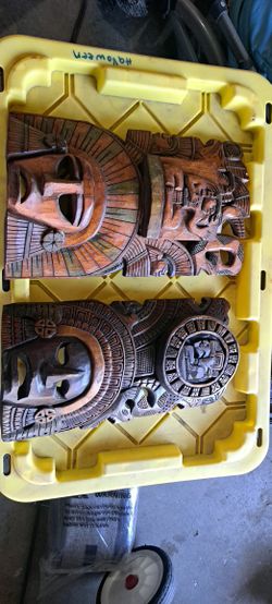 carved wooden Mayan or Aztec  Wall Hanging 