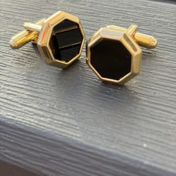 Gold Black Men's Cufflinks Stainless Steel Cufflink, Polygon Cuff Links Jewelry Gift for Men