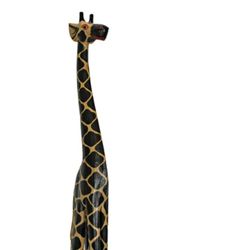 Wood Giraffe Statue 65in Tall