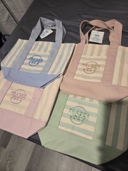 Trader Joe's Striped Mini Canvas Tote Bag