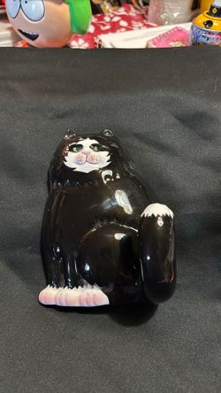 Vintage Clay Art Black Tuxedo Cat Wall Hook Figurine