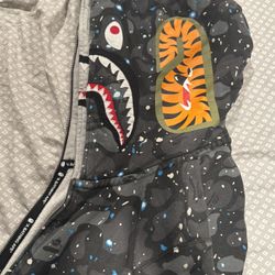 BAPE DOUBLE SHARK HOODIE GLOW IN THE DARK SZ M