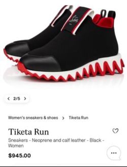 Tiketa Run Sneakers - Neoprene and calf leather - Black - Women  ..•