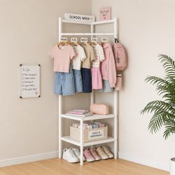 Corner Clothes Hanger with Shelves