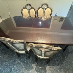 7 Piece Mahogany Wood Dining Set with Buffet and Hutch