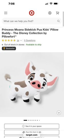 BRAND NEW WITH TAGS  Princess Moana Sidekick Pua Kids' Pillow Buddy - The Disney Collection by Pillowfort™