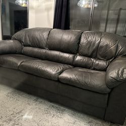 Black/charcoal Leather Sofa/couch