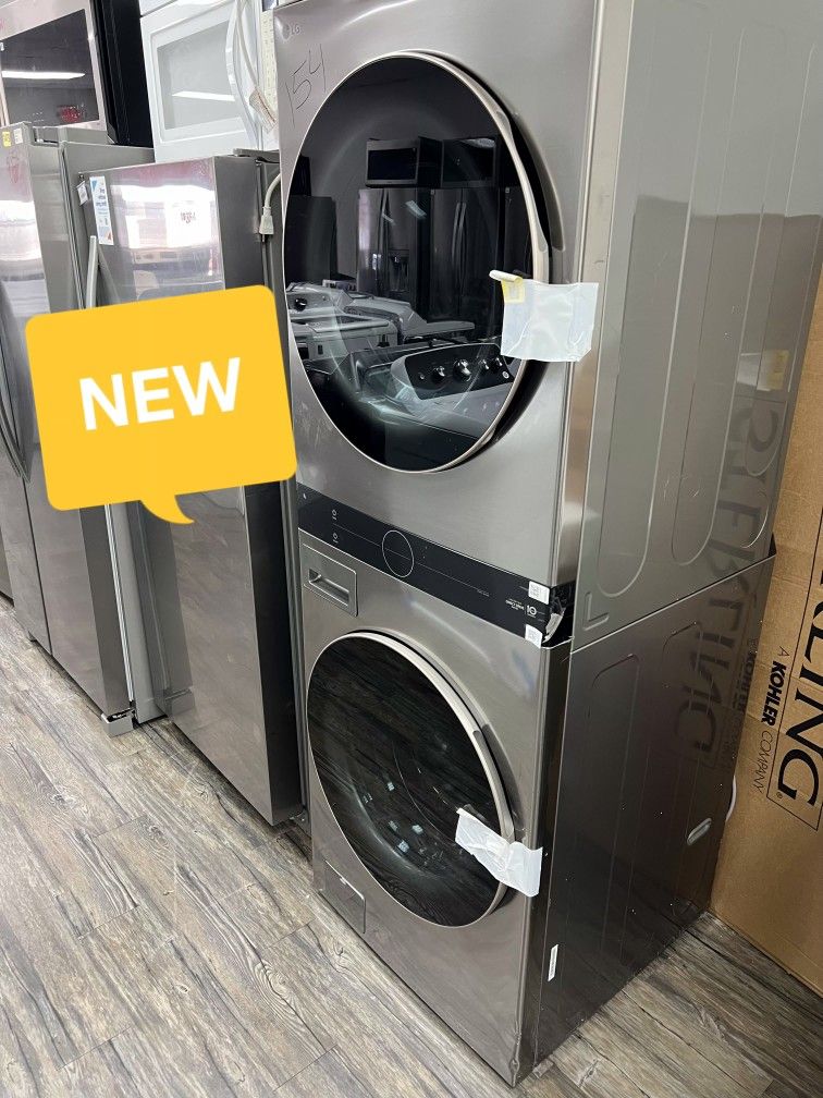 NEW LG STACKABLE Front Loader Washer & Dryer In Bronze