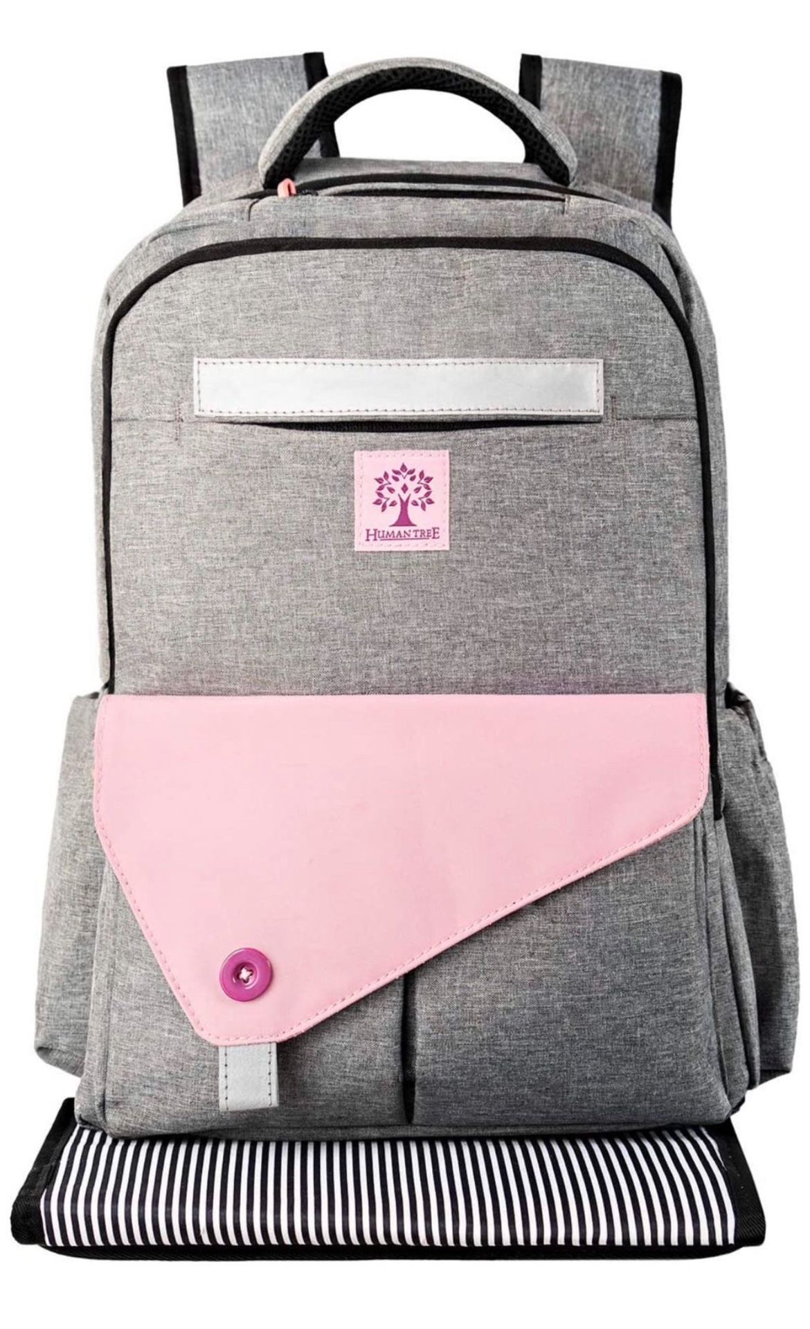 Pink-Diaper-Bag Backpack for Girl and Boy. Large Diaper Backpack for Mom Holds for Walk and Travel 