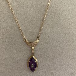14KT Gold Necklace With Amethyst