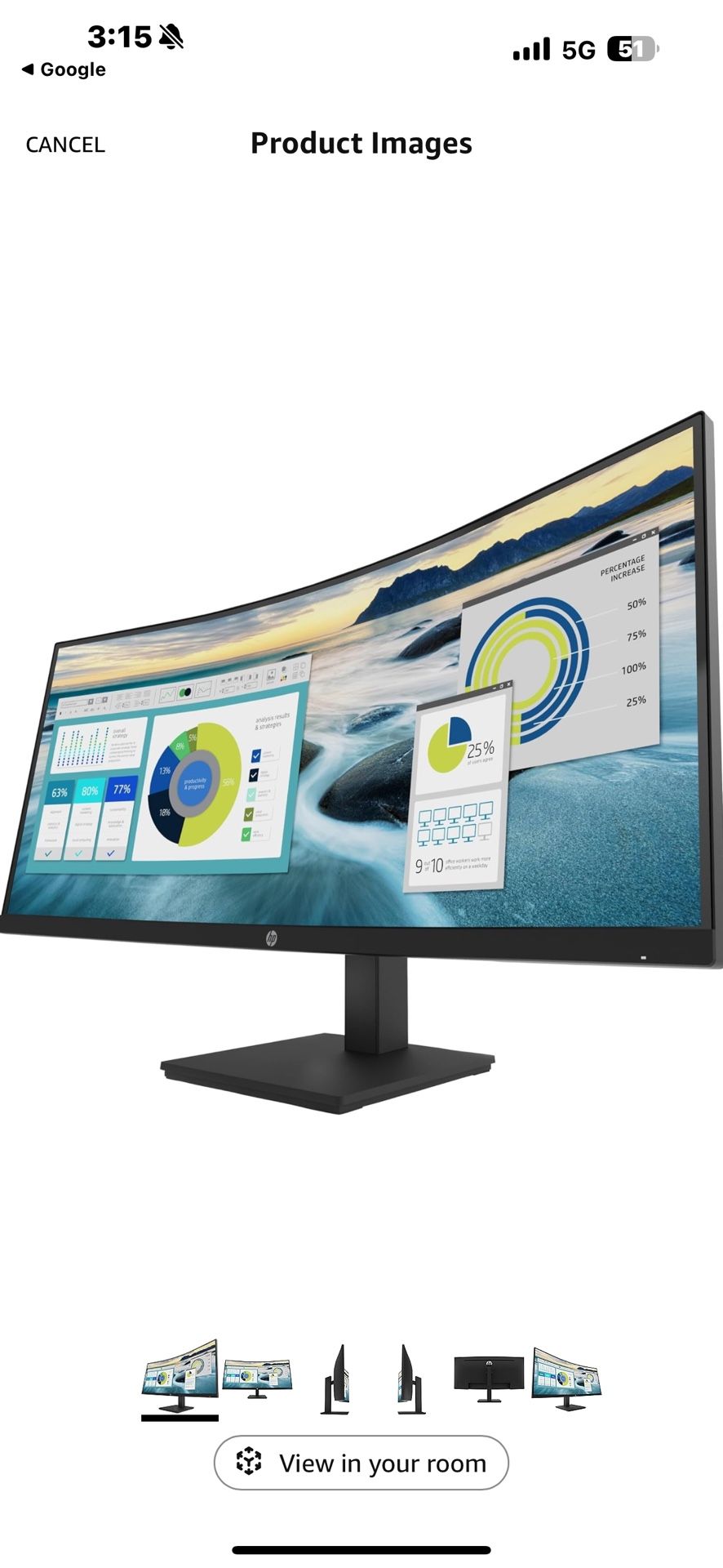 Hp Curved LED LCD monitor Screen