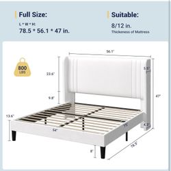 White Velvet Bed Frame NEW