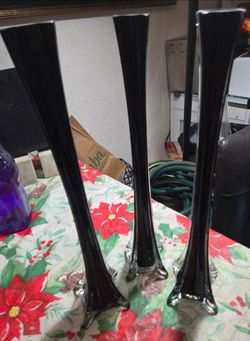 Tall Fluted Glass Vases