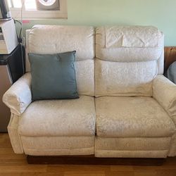 Beautiful White Couch/ Loveseat With Foot Rest