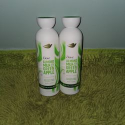 2 Dove Body Wash 17.5oz Almond Milk & Green Apple