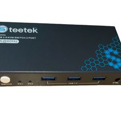 8K HDMI KVM Switch 2 Monitors 2 Computers, 8K@60Hz Dual KVM Switch for 2 Computers Sharing 2 Monitors, Keyboard, Mouse, Hard Drives, Printer, with EDI