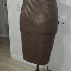 Brown Leather Skirt 