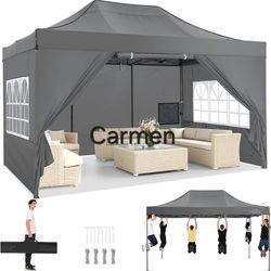 10x15 Pop up Canopy Tent Heavy Duty with 4 Sidewalls, Easy Set-up Commercial Outdoor Party Tent, 100% Waterproof Wedding Canopy Gazebo, Height Adjus