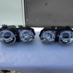 98-01 Acura Integra Halo Projector Headlights Chrome Clear LED