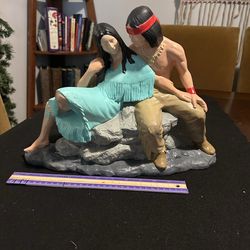Native American statue w plate