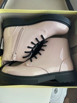 Sz4 Girls' Zipper Slip-On Lace-Up Combat Boots - -Blush