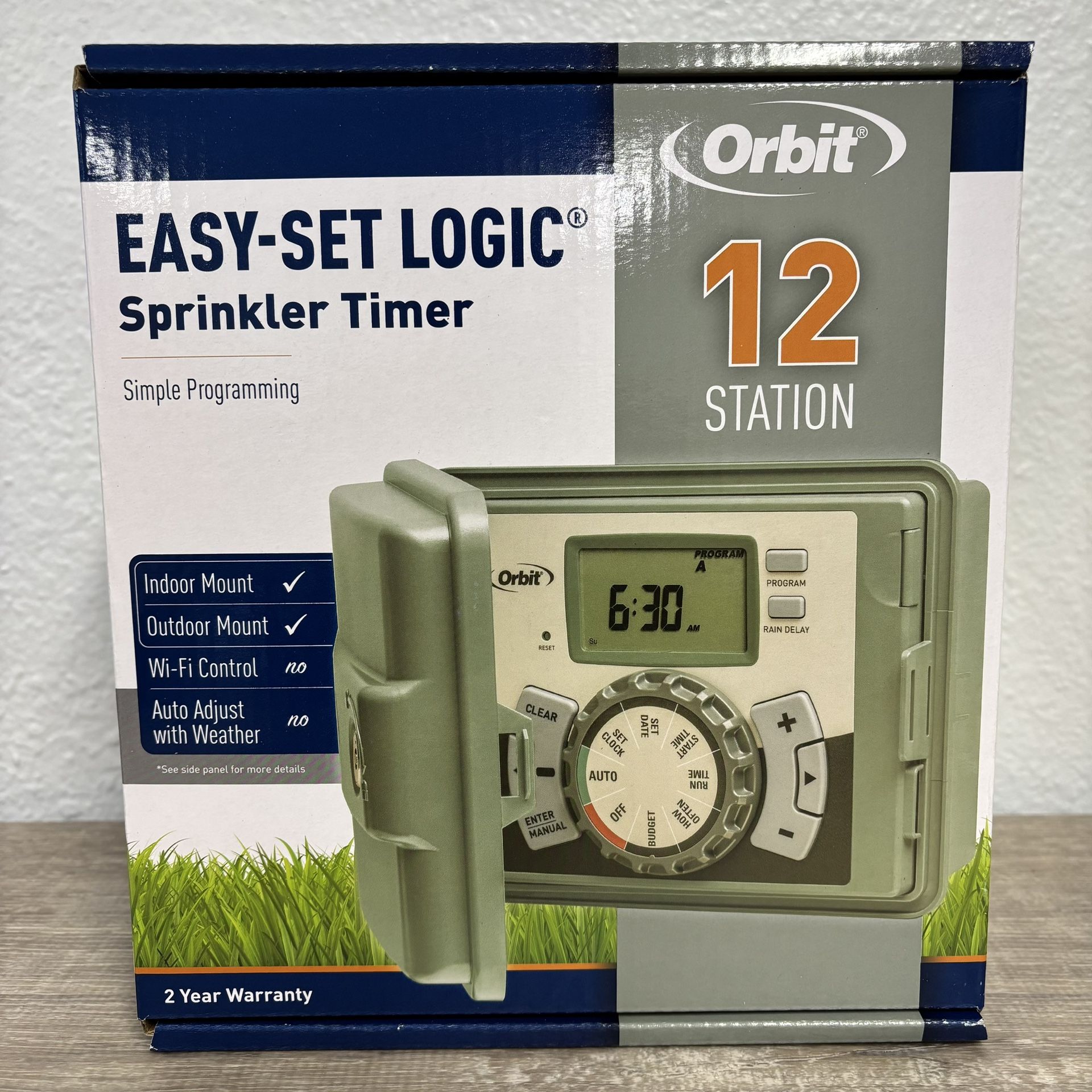 Orbit 12 zone sprinkler timer indoor outdoor use retails with tax $87 my price $59. Item is brand new.