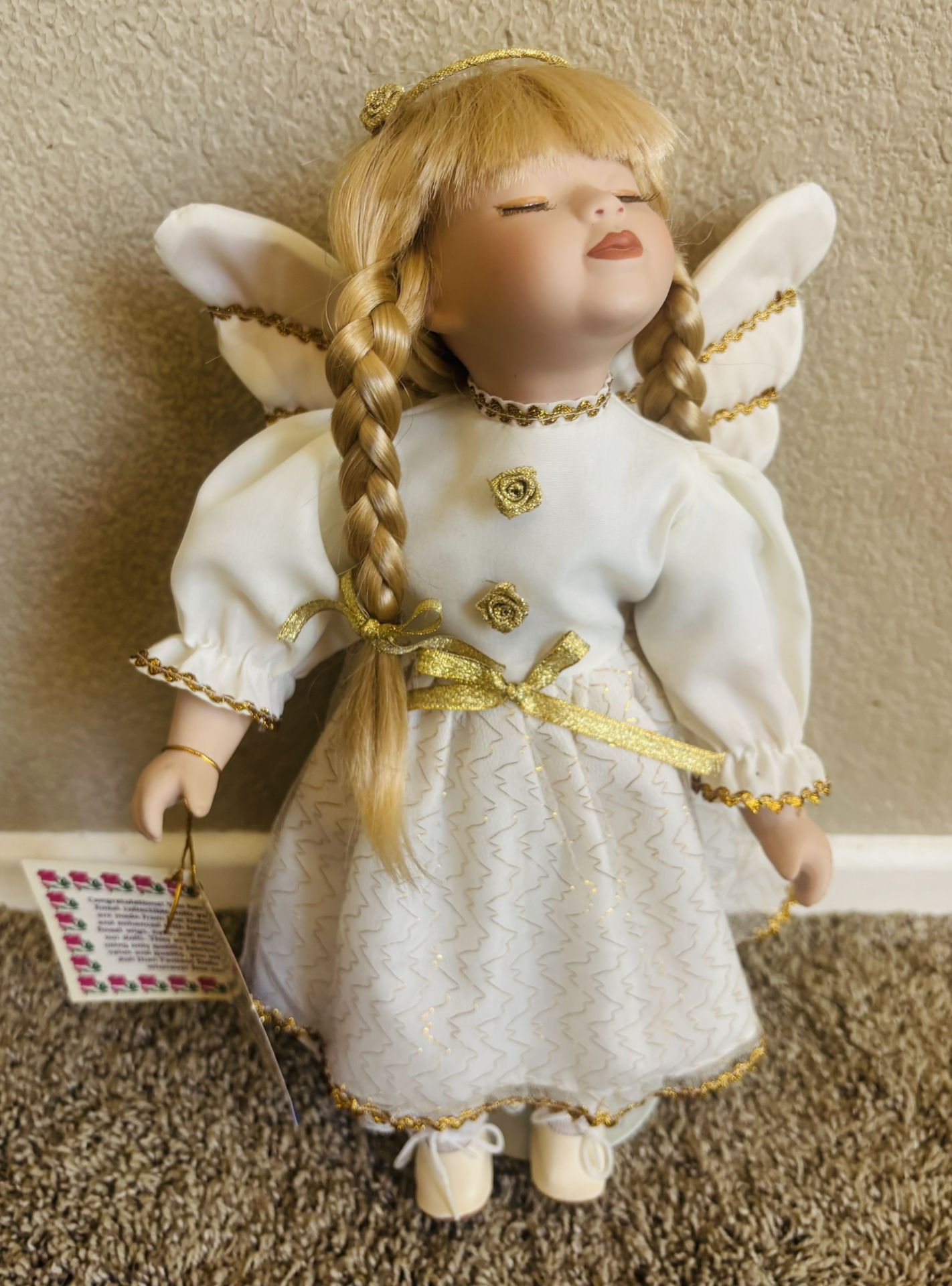 Vintage Porcelain Girl Angel Christmas Doll