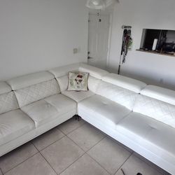 White Leather Sofia Vergara Sectional 