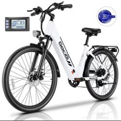 Gocio Peak 750W Electric Bike For Adults, 26" x 2.1" Step Thru Electric Bicycle, 48V 499Wh Waterproof Battery, Lockable Suspension Fork, LCD, Cruiser
