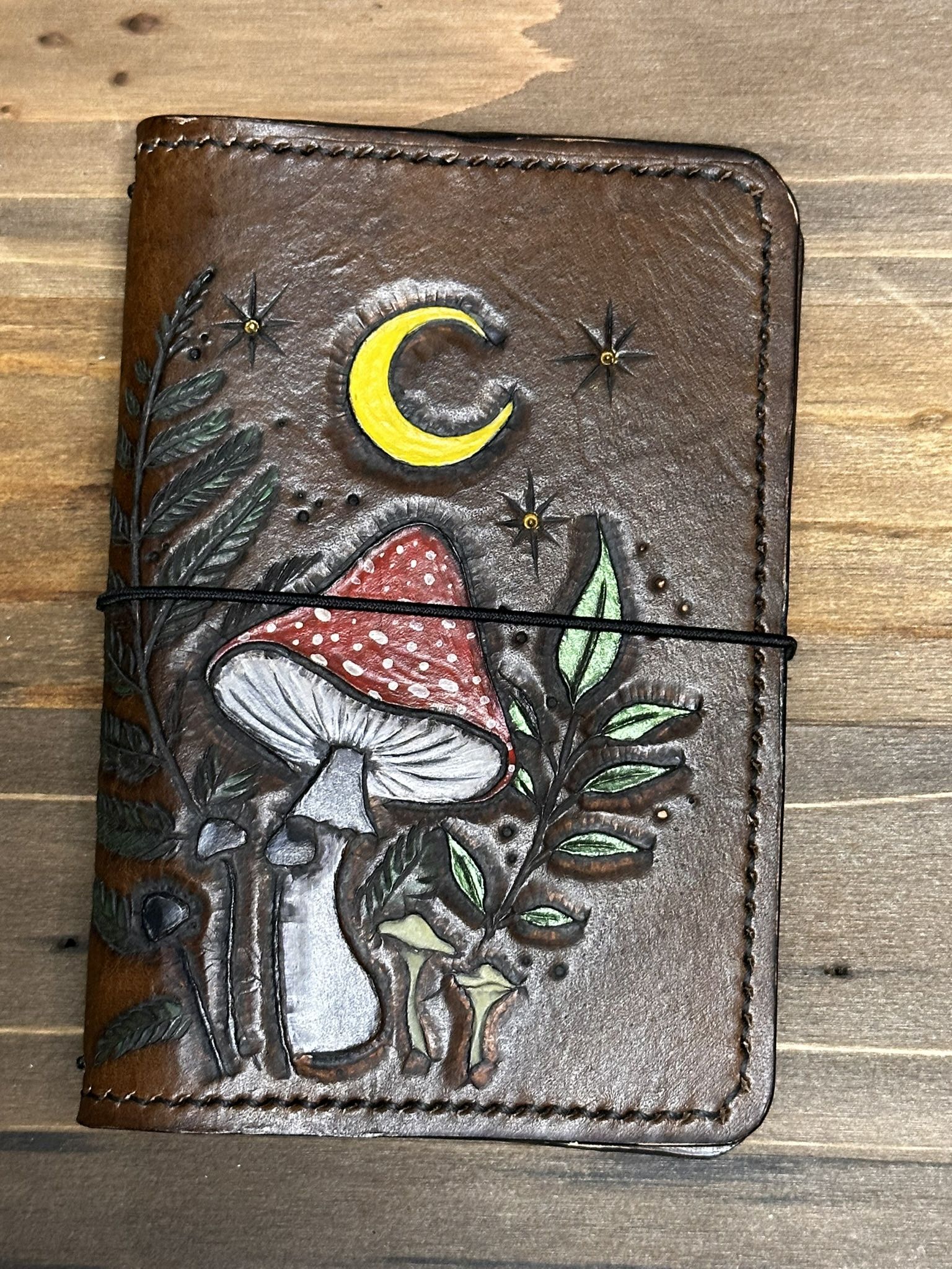 Tooled Leather Mushrooms And Ferns Travelers Notebook Field Notes Wallet