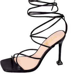black Lace Up Heels