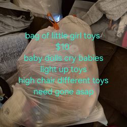 Big bag of little girl toys
