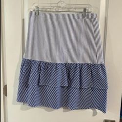 Womens J. Crew Blue & White Stripped Skirt Size 8