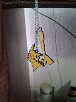 Pokemon Pikachu Lightning Bolt Enamel Stainless Steel Pendant Necklace