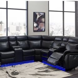 Black power reclining sectional