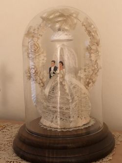 Vintage Sugar Art Wedding Cake Topper 1960