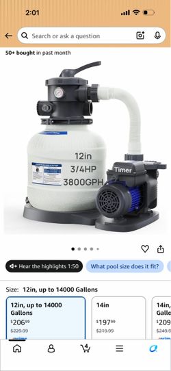 AQUASTRONG Sand Filter Pump for Above Ground Pool with Timer, 3/4 HP Pool Pumps Above Ground 3800 GPH for Pools up to 14000GAL, 12in Pool Filter with 